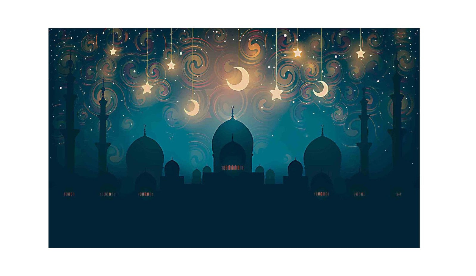5x8 Feet Fabric Reusable Moon & Star Backdrop Banner for Muslim occasions like Ramadan, Eid al-Fitr, Eid al-Adha, Muslim Weddings (1136)