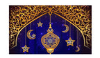 5x8 Feet Fabric Reusable Moon & Star Backdrop Banner for Muslim occasions like Ramadan, Eid al-Fitr, Eid al-Adha, Muslim Weddings (1137)
