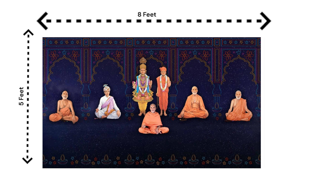 5x8 Feet BAPS Sanstha Swaminarayan Bhagwan Design Fabric Backdrop Banner for Pooja Decoration  (1172)