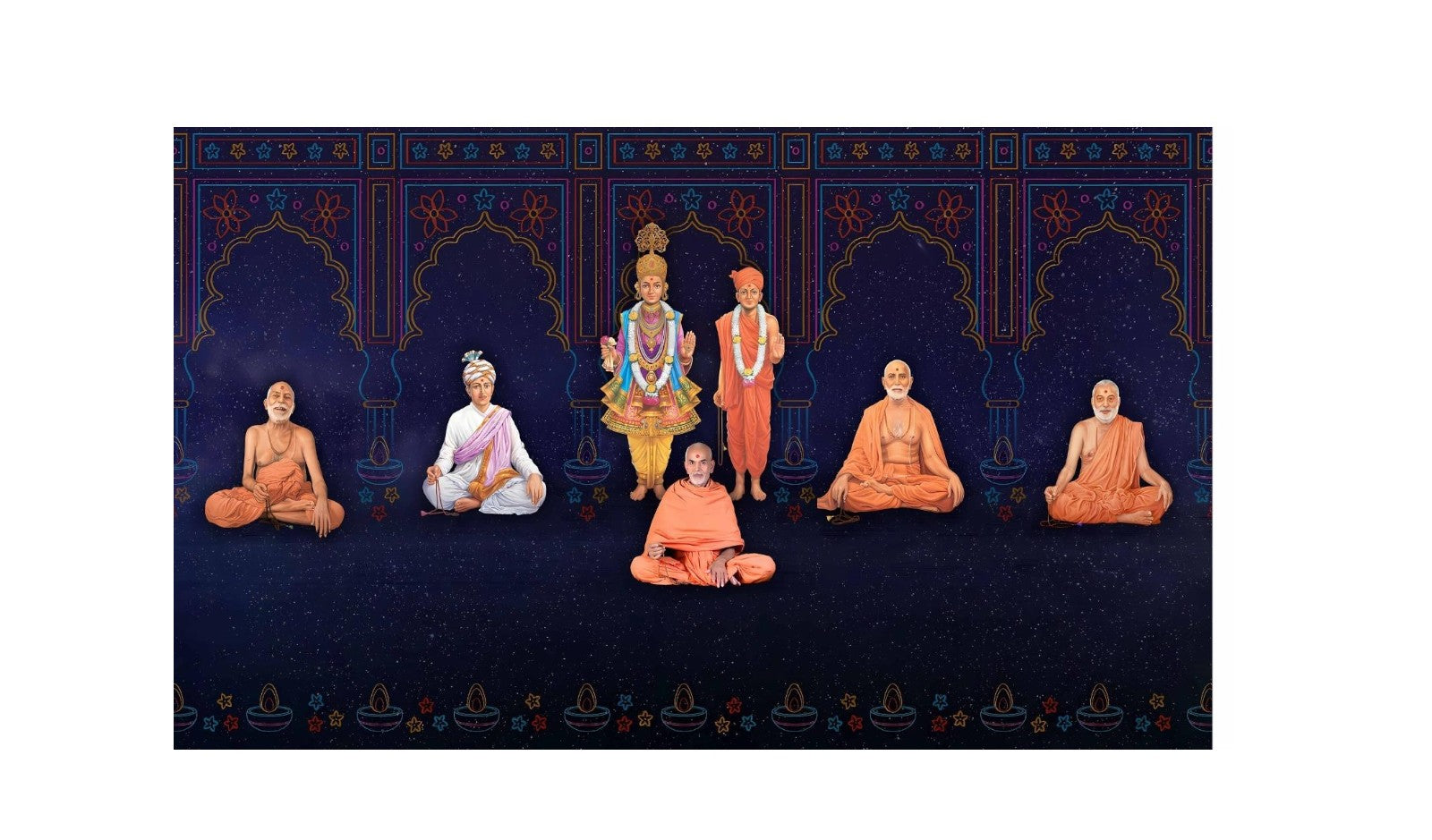 5x8 Feet BAPS Sanstha Swaminarayan Bhagwan Design Fabric Backdrop Banner for Pooja Decoration  (1172)
