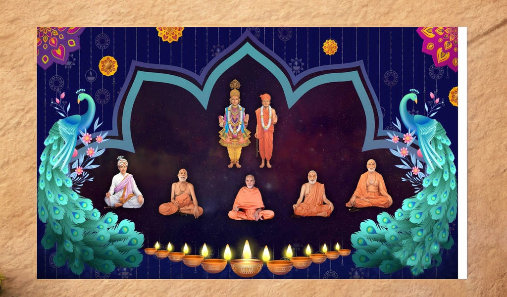 5x8 Feet BAPS Sanstha Swaminarayan Bhagwan Design Fabric Backdrop Banner for Pooja Decoration  (1174)