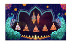 5x8 Feet BAPS Sanstha Swaminarayan Bhagwan Design Fabric Backdrop Banner for Pooja Decoration  (1174)