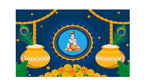 5x8 Feet Fabric Reusable Lord Krisha's Backdrop Banner for Janmashtami, Baby Shower or any Auspicious Occasions or pooja (1179)
