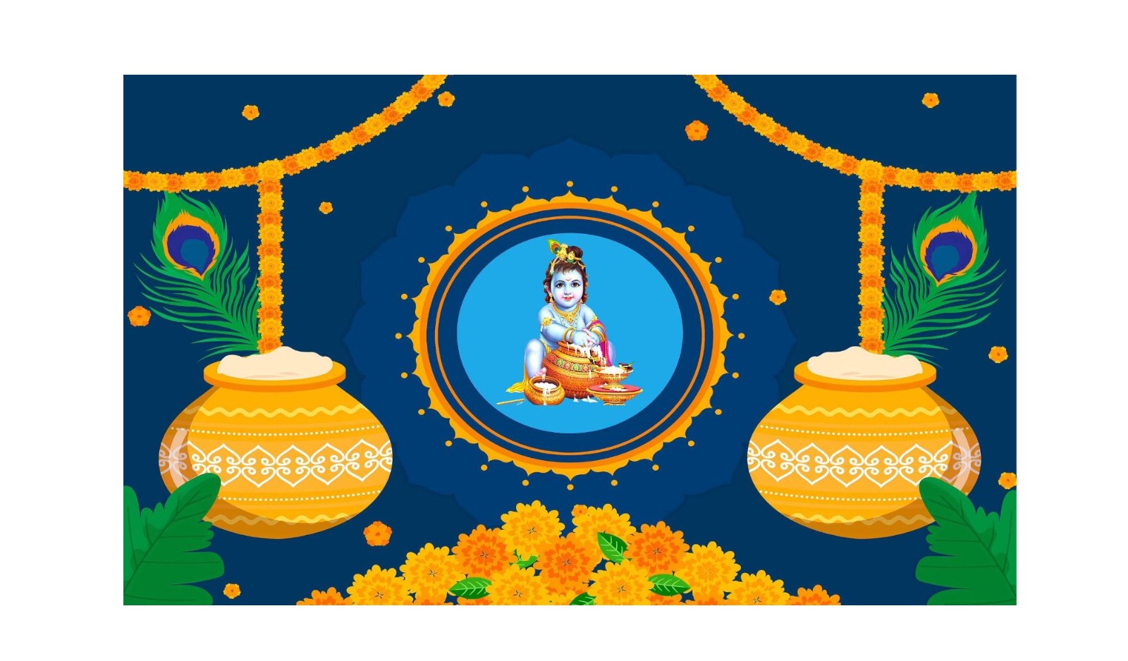 5x8 Feet Fabric Reusable Lord Krisha's Backdrop Banner for Janmashtami, Baby Shower or any Auspicious Occasions or pooja (1179)
