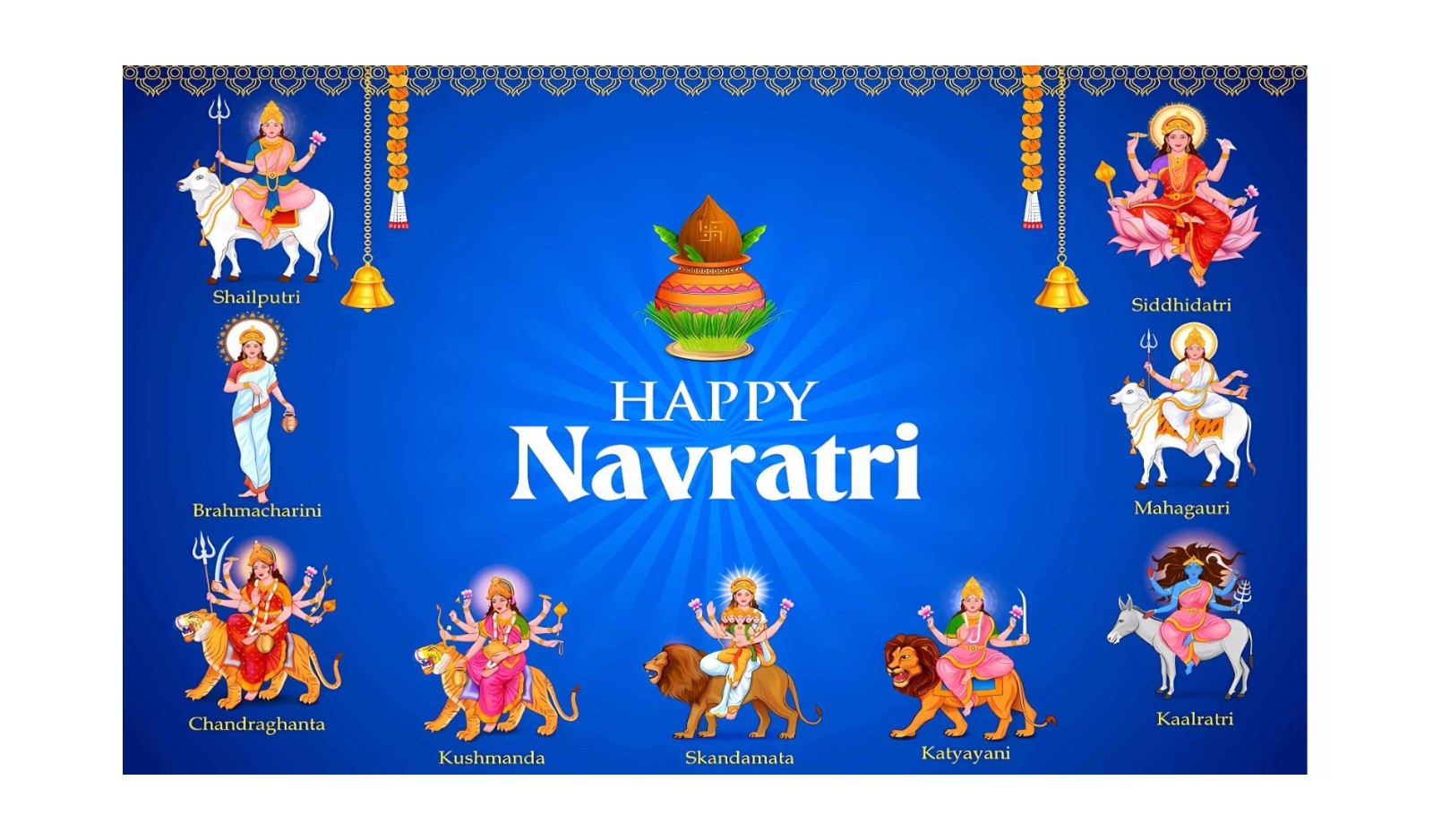5x8 Feet Fabric Reusable  Happy Navratri Backdrop Banner for Navratri  or Durga Puja Festival