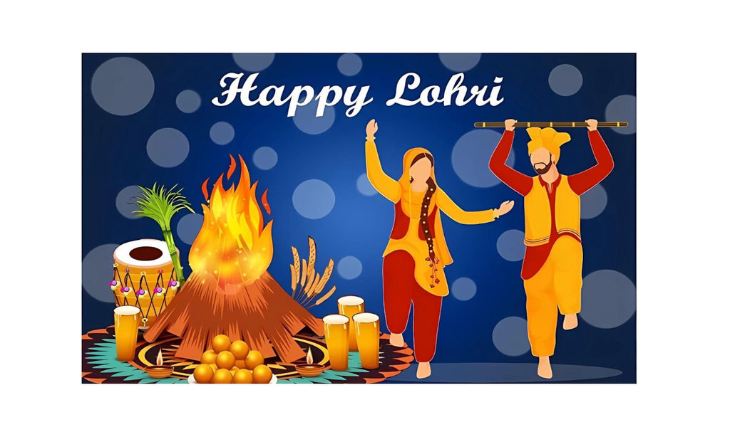 5x8 Feet Fabric Reusable Happy Lohri Backdrop Banner for Lohri  Festival