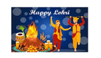 5x8 Feet Fabric Reusable Happy Lohri Backdrop Banner for Lohri  Festival