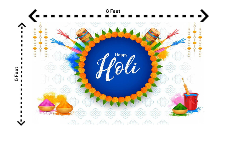 5x8 Feet Fabric Reusable  Happy Holi Backdrop Banner for Holi Festival (1285)