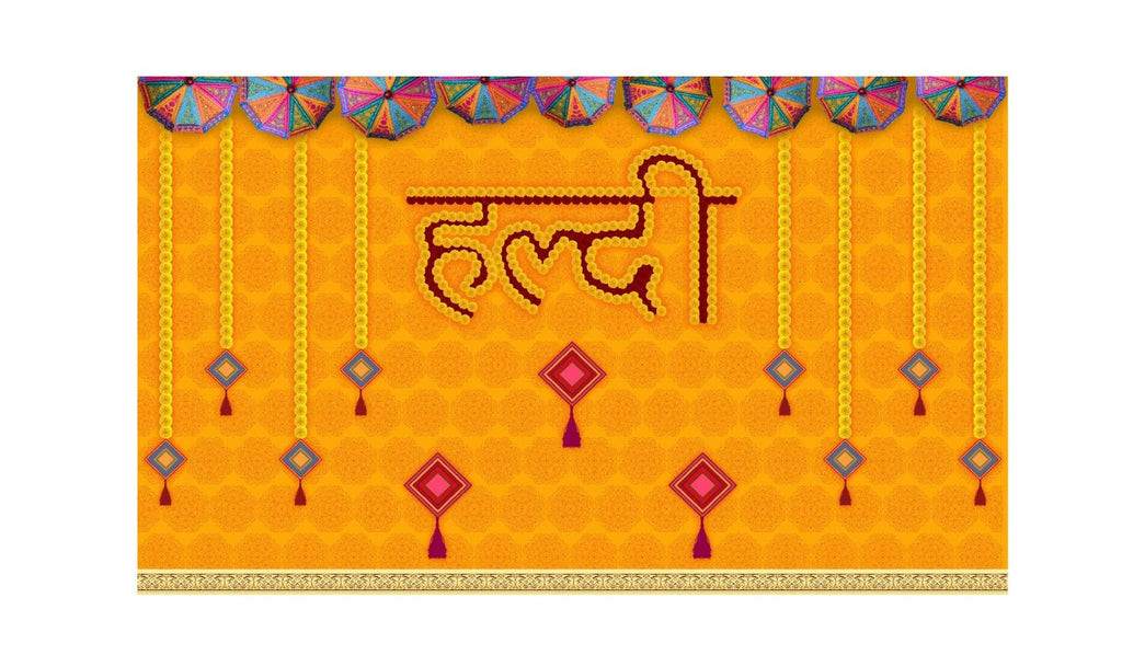 5x8 Feet Fabric Reusable Haldi Ceremony Backdrop Banner (1293)