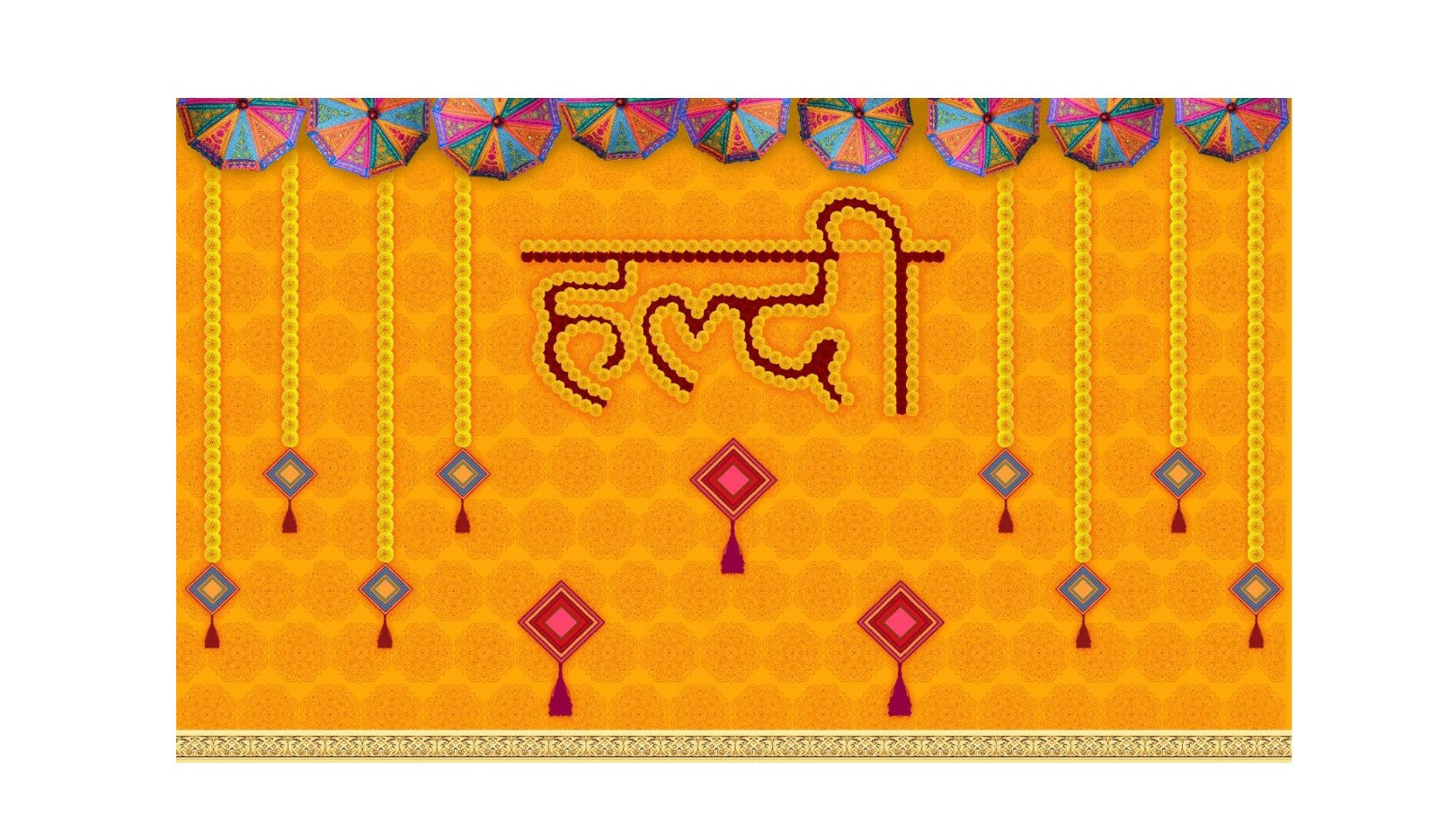 5x8 Feet Fabric Reusable Haldi Ceremony Backdrop Banner (1293)