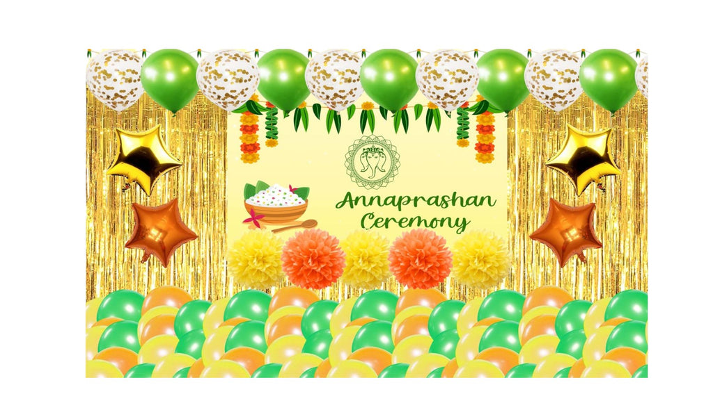 5x8 Feet Fabric Reusable Annaprashan Ceremony Backdrop Banner