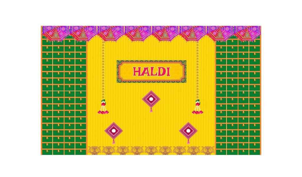 5x8 Feet Fabric Reusable Haldi Ceremony Backdrop Banner (1335)