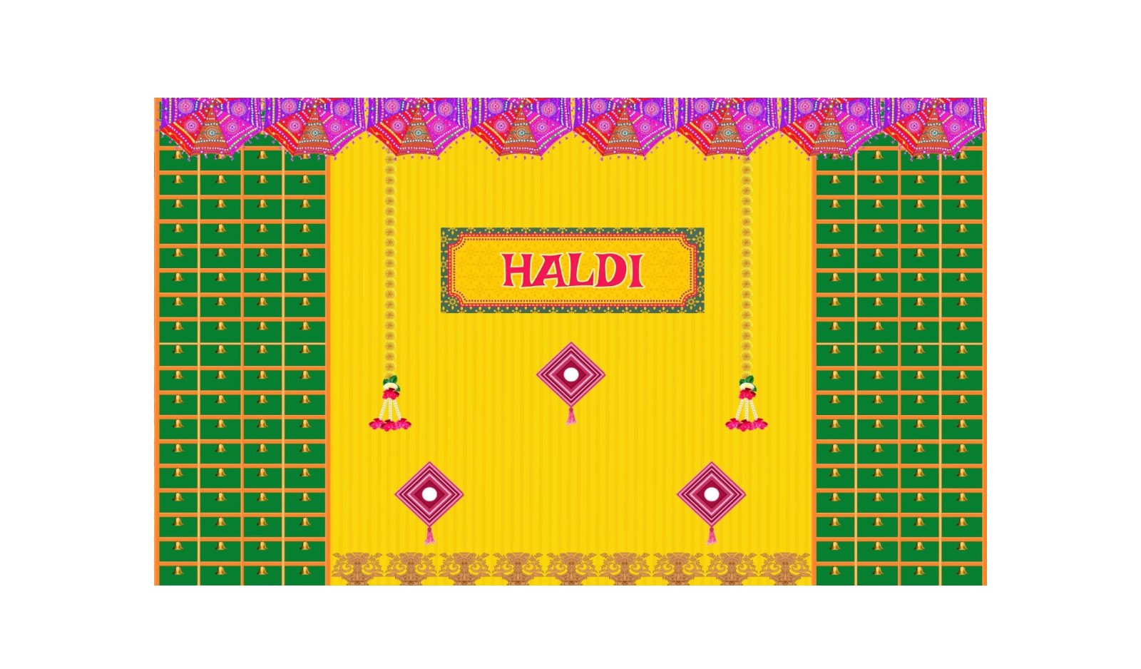5x8 Feet Fabric Reusable Haldi Ceremony Backdrop Banner (1335)