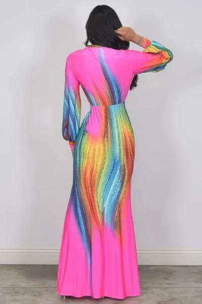 Multi Color Pink Swirl Print Dress by Social Butterfly Collection