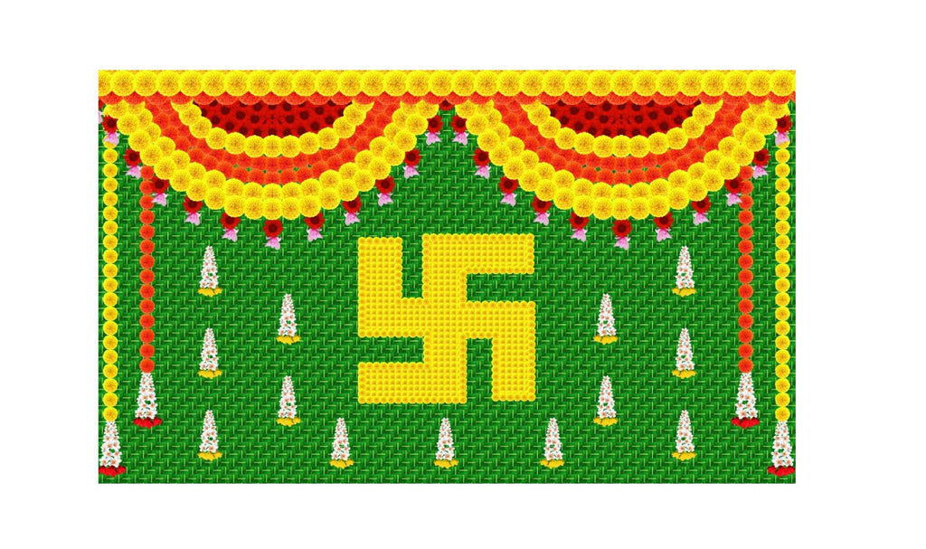 5x8 Feet Fabric Reusable Swastik Symbol Backdrop Banner Decorations for Wedding, Housewarming, any Auspicious Occasions or pooja