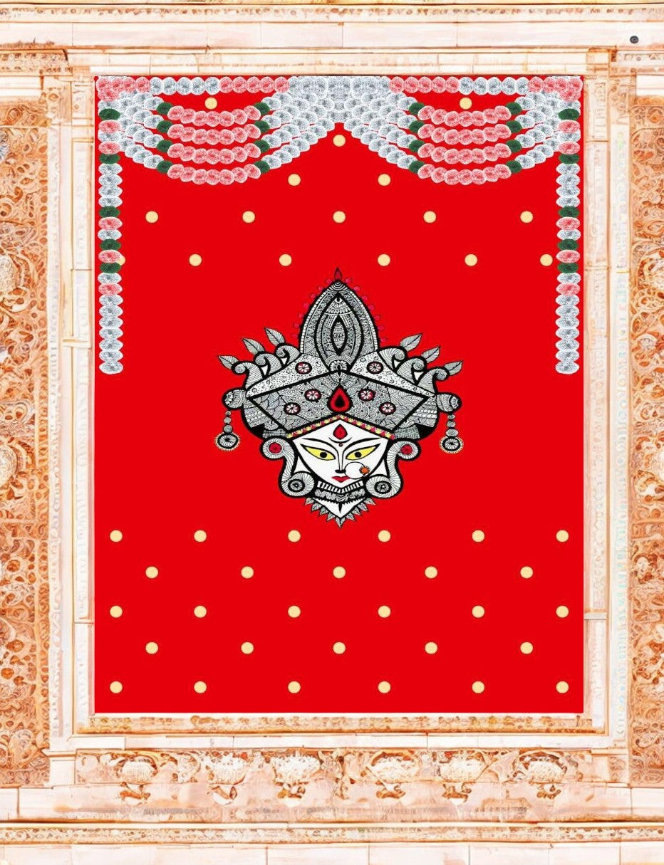 8x5 Feet Durga Fabric Reusable Backdrop Banner for Durga Pooja/Navratri