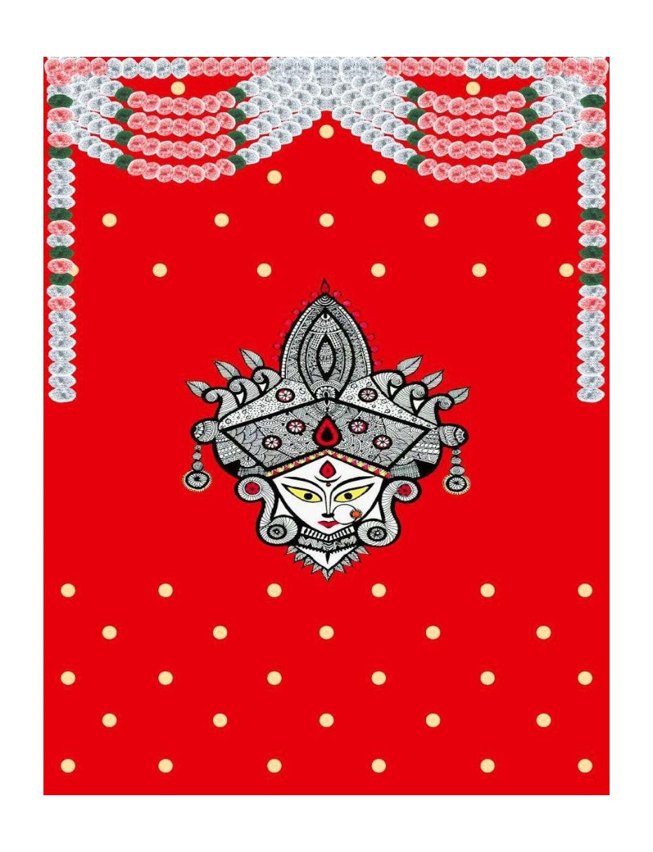 8x5 Feet Durga Fabric Reusable Backdrop Banner for Durga Pooja/Navratri