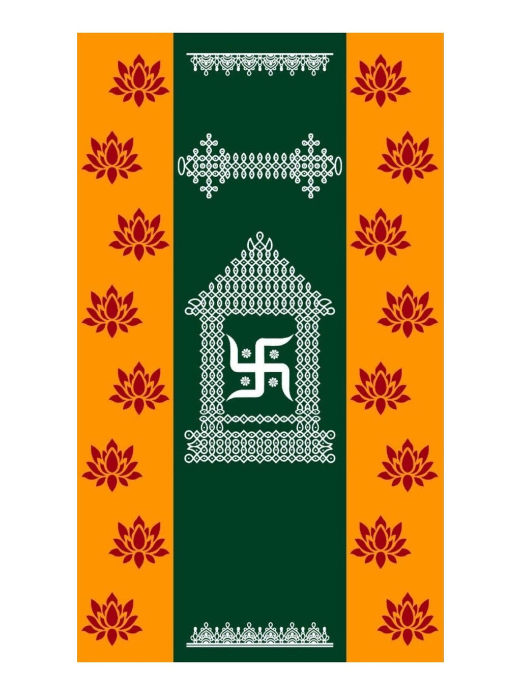 8x5 Feet Fabric Reusable Swastik Symbol Backdrop Banner Decorations for Wedding, Housewarming , any Auspicious Occaions or pooja (AS1286)