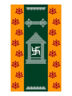 8x5 Feet Fabric Reusable Swastik Symbol Backdrop Banner Decorations for Wedding, Housewarming , any Auspicious Occaions or pooja (AS1286)