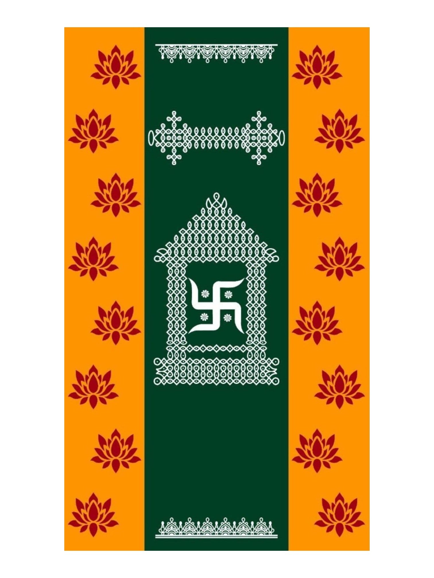8x5 Feet Fabric Reusable Swastik Symbol Backdrop Banner Decorations for Wedding, Housewarming , any Auspicious Occaions or pooja (AS1286)