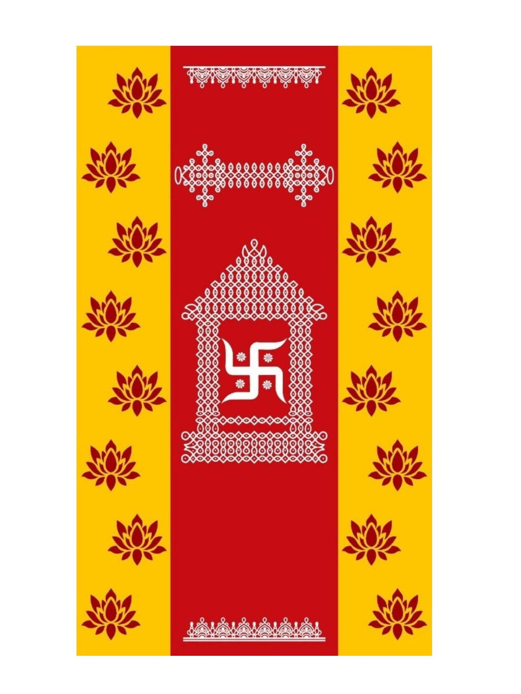 8x5 Feet Fabric Reusable Swastik Symbol Backdrop Banner Decorations for Wedding, Housewarming , any Auspicious Occaions or Pooja (AS1289)