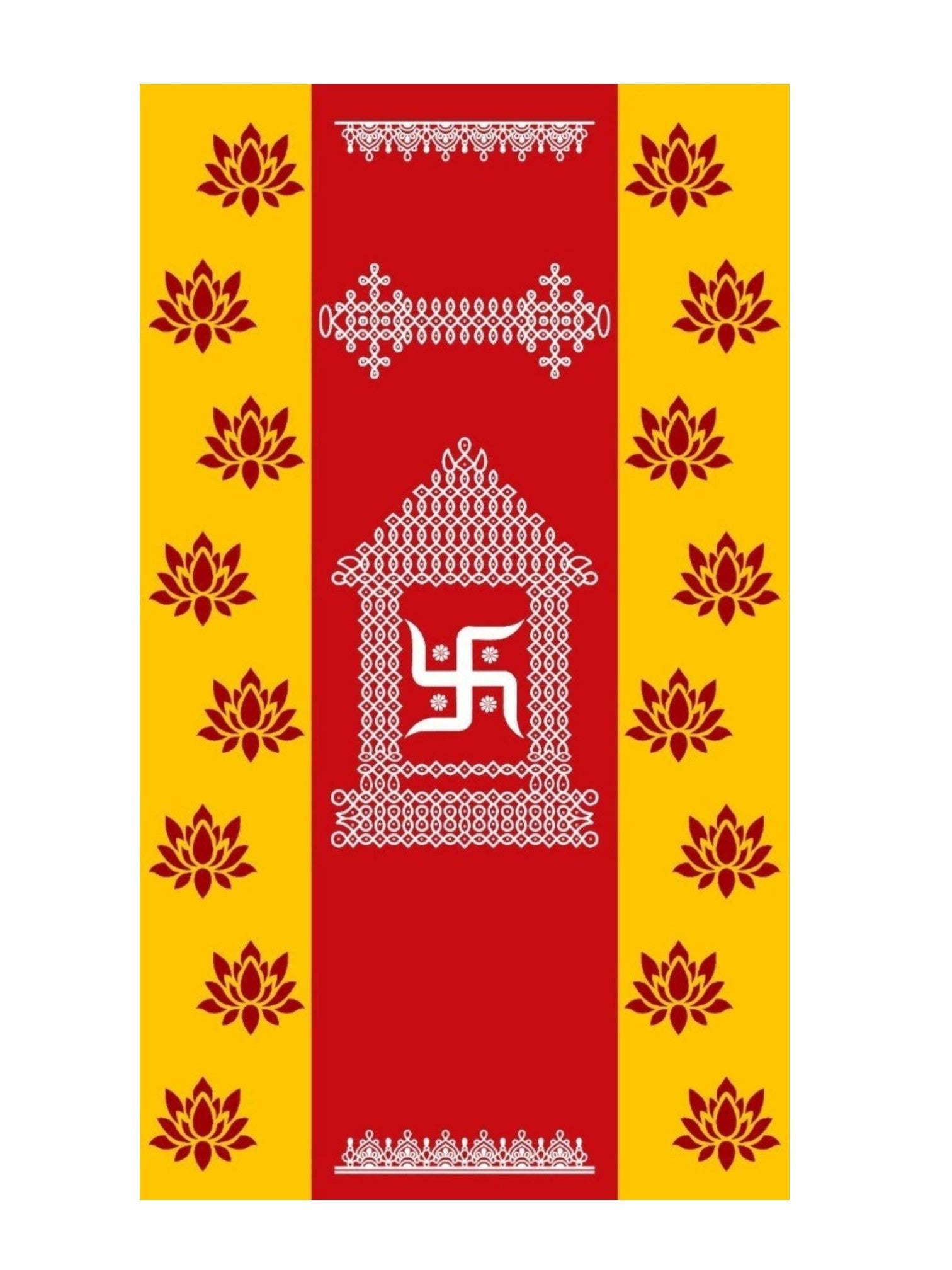 8x5 Feet Fabric Reusable Swastik Symbol Backdrop Banner Decorations for Wedding, Housewarming , any Auspicious Occaions or Pooja (AS1289)