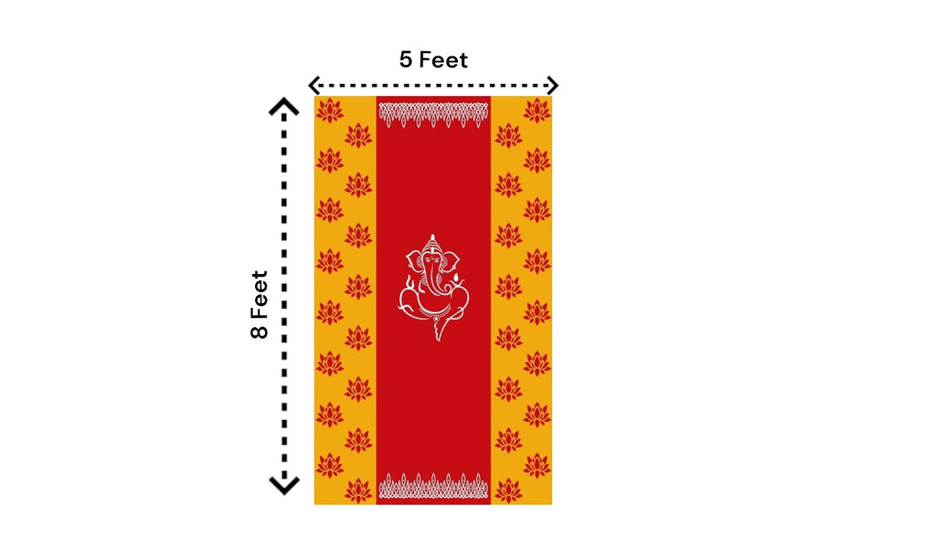 8x5 Feet Fabric Reusable Lord Ganesha Backdrop Banner for Wedding, Housewarming, Any ausipious occaions or pooja (AS1297)