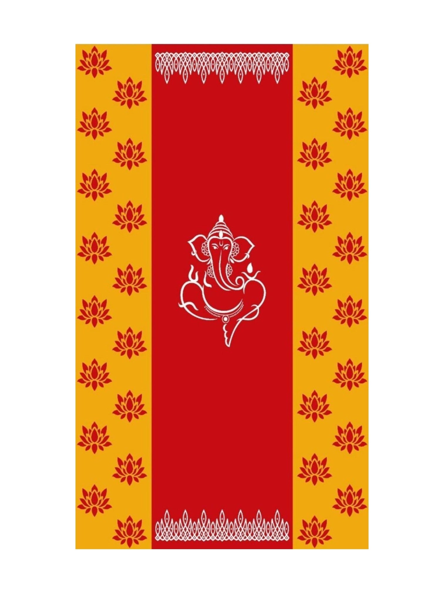 8x5 Feet Fabric Reusable Lord Ganesha Backdrop Banner for Wedding, Housewarming, Any ausipious occaions or pooja (AS1297)