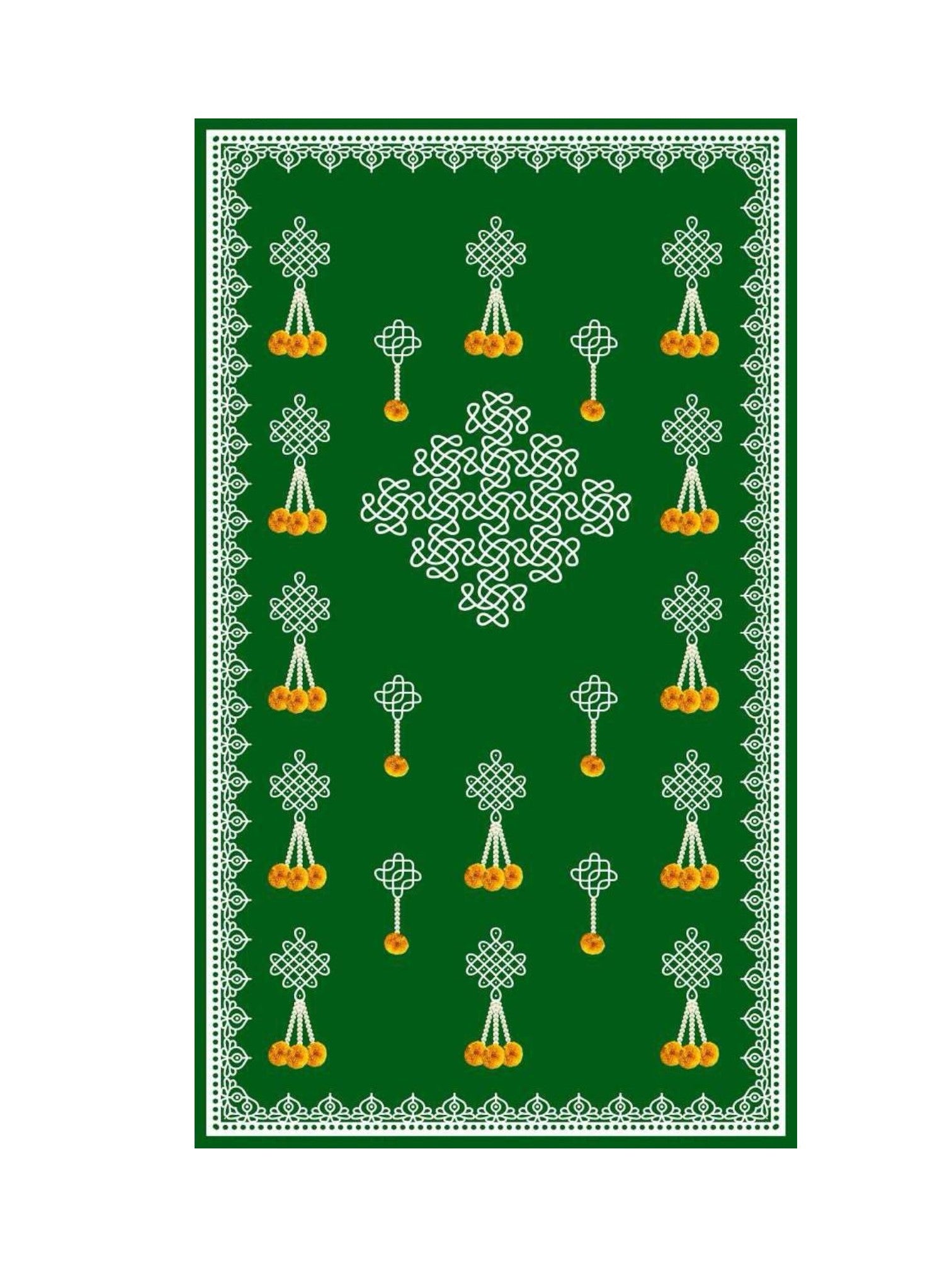 8x5 Feet Fabric Reusable Muggu or Kolam Backdrop Banner for Wedding, Seemantham Ceremony, Housewarming, any Auspicious occasions or pooja (AS1309)