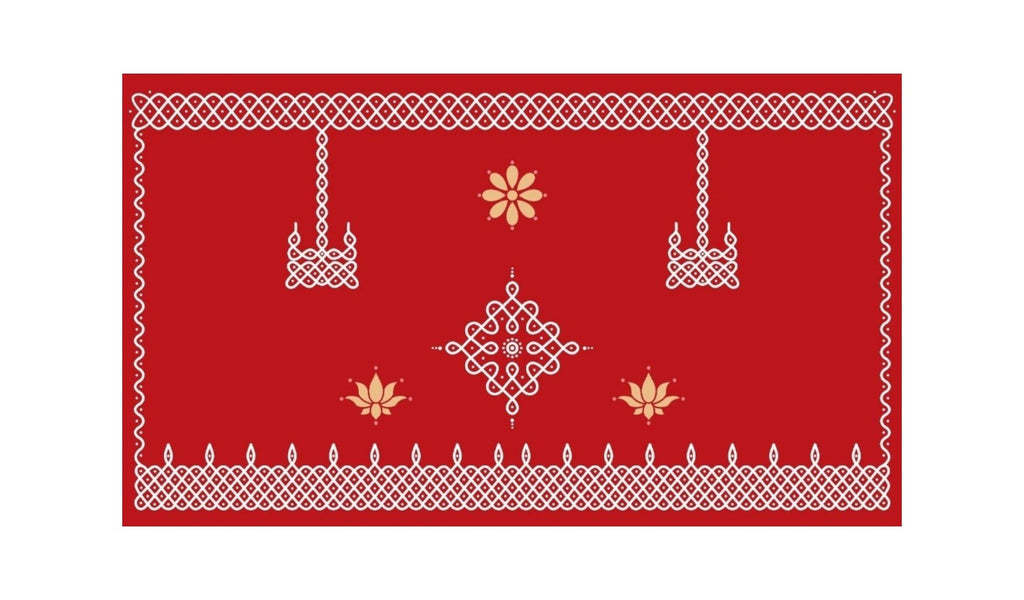 5x8 Feet Fabric Reusable Muggu or Kolam Backdrop Banner for Wedding, Seemantham Ceremony,Housewarming, any Auspicious occasions or pooja (AS1404)