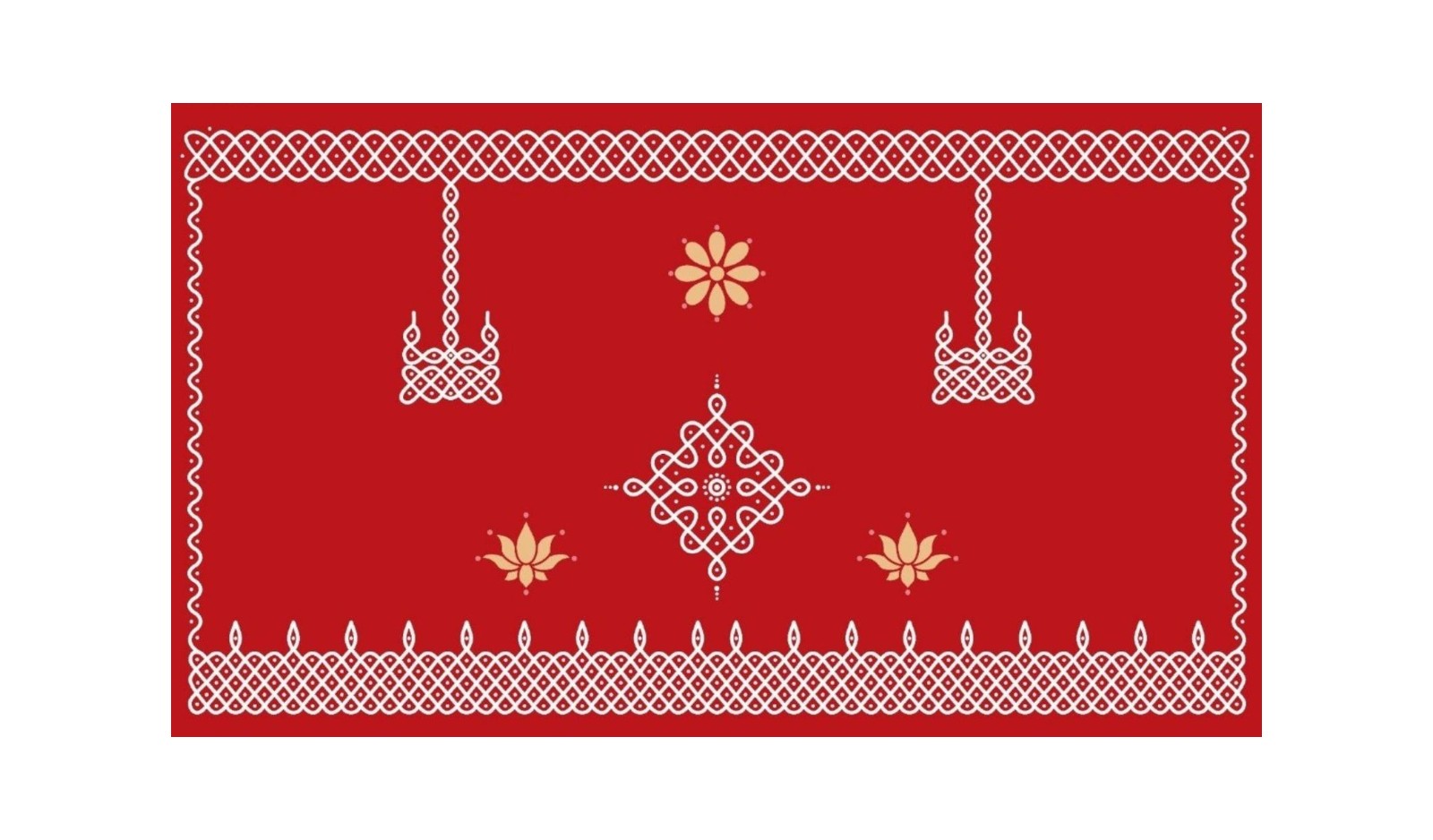 5x8 Feet Fabric Reusable Muggu or Kolam Backdrop Banner for Wedding, Seemantham Ceremony,Housewarming, any Auspicious occasions or pooja (AS1404)