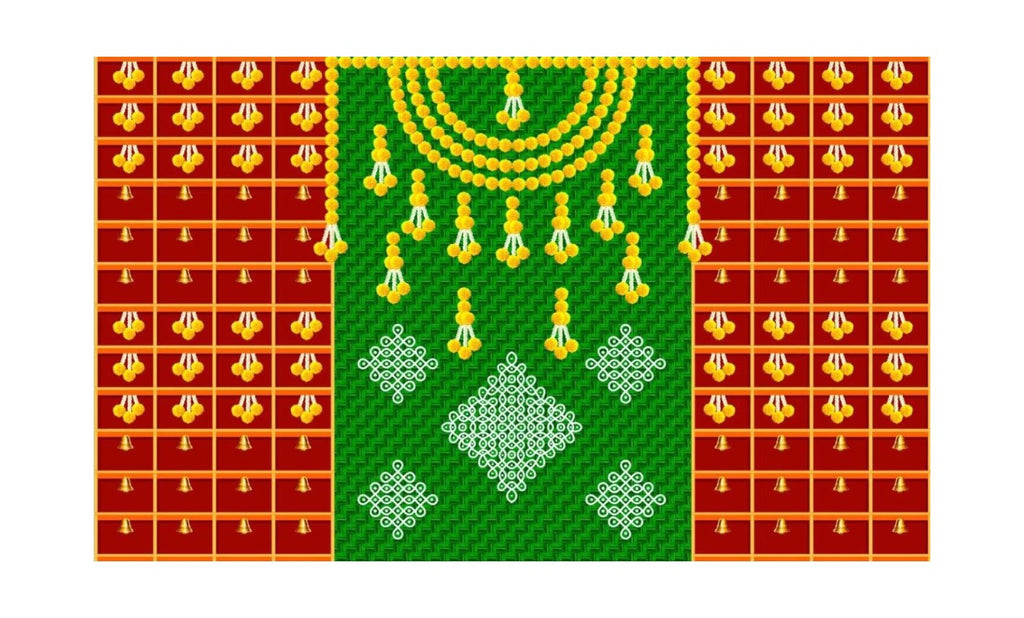 Traditional Indian Backdrop for Diwali, Wedding, Housewarming - 5 x 8 Feet Fabric Backdrop (AS1436)