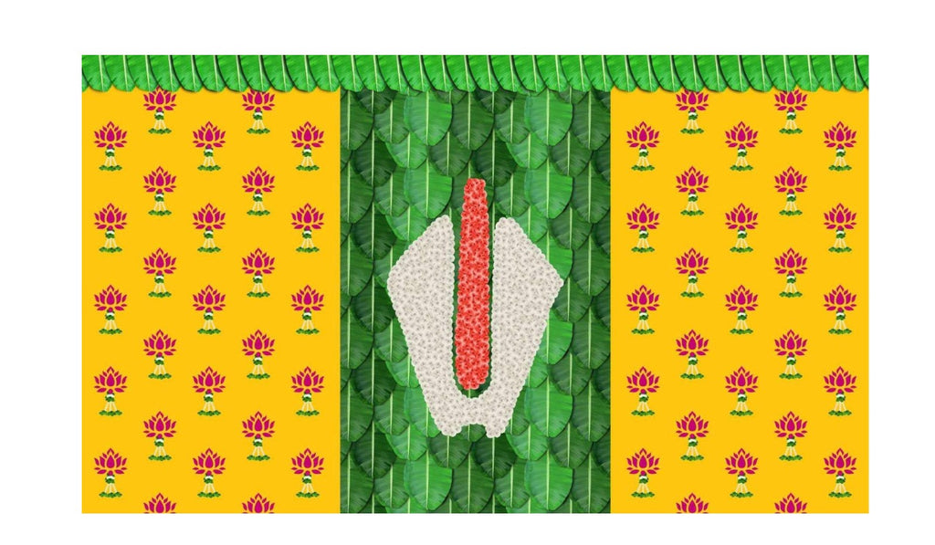 5x8 Feet Fabric Reusable Lord Venkateswara or Balaji Namam Backdrop Banner for South Indian Occasions like South indian Wedding, Pooja (AS1440)
