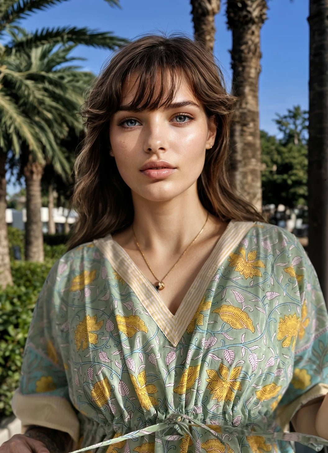 Soléa Block Print Cotton Caftan