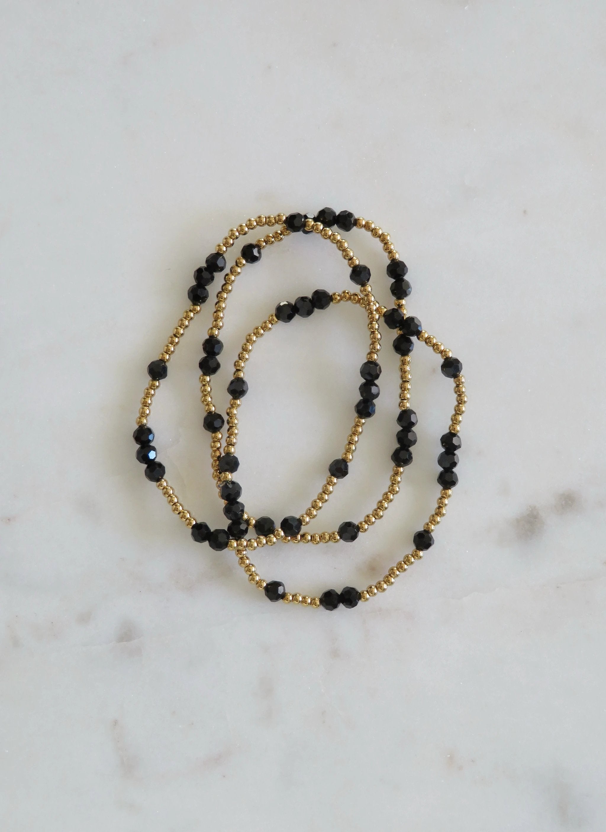 Gold Beaded Kyla Crystal Waterproof Non-Tarnish Bracelets by Curated By Suarez