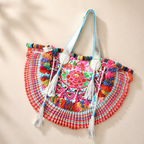 Half-moon Ibiza Bag Pom Pom Trimmed XL - Thailand