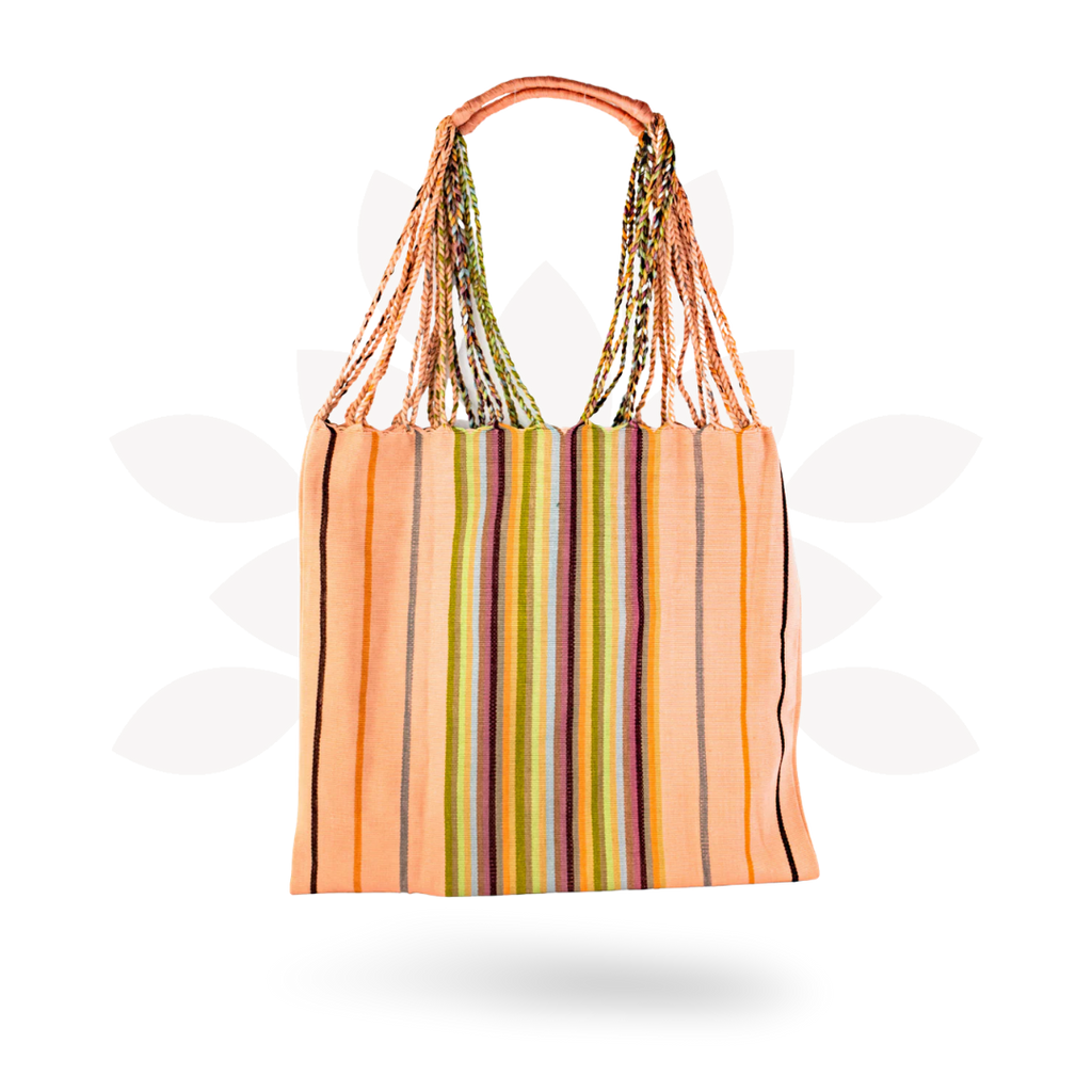 Poppy Woven Striped Tote | Hammock Bag - Mexico