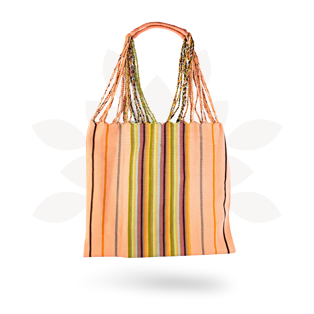 Poppy Woven Striped Tote | Hammock Bag - Mexico