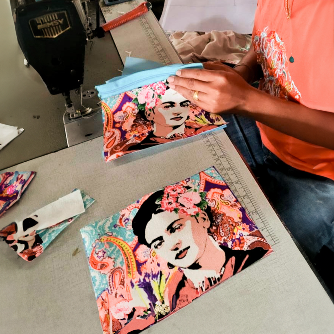 Frida Kahlo Printed Boho Wristlet | Clutch - Thailand