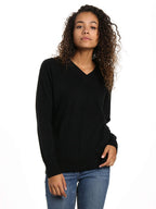 Zainuno Moizni Women's 100% Cashmere Deep V-Neck Sweater