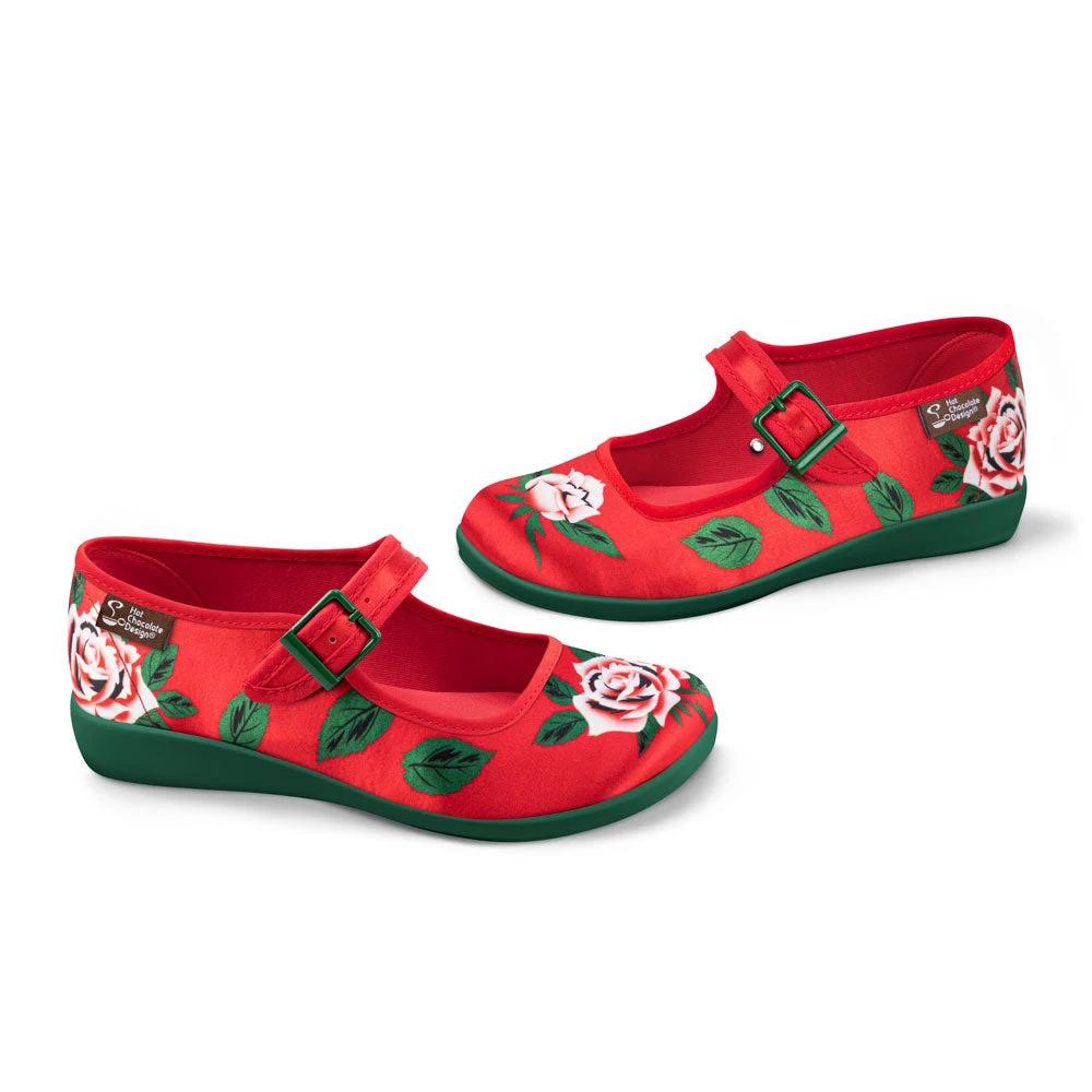 Chocolaticas® Blossom Shine Women's Mary Jane Flat by Hot Chocolate Design
