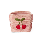 Square Raffia Basket - Pink - Cherry Design by Rice By Rice