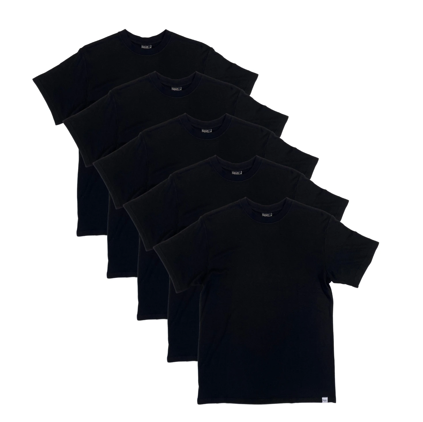 Men's Bamboo Viscose/Organic Cotton Short Sleeve T-Shirt Black Color - 5-Pack by Spun Bamboo