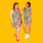 8-Bit A-Frames Fit & Flare Midi Dress in Bright Day by Blue Platypus Clothing