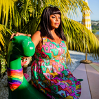 8-Bit A-Frames Fit & Flare Midi Dress in Bright Day by Blue Platypus Clothing