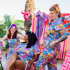 8-Bit A-Frames Fit & Flare Dress in Pretty Pastel by Blue Platypus Clothing