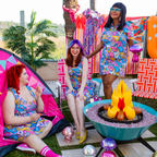 8-Bit A-Frames Fit & Flare Dress in Pretty Pastel by Blue Platypus Clothing