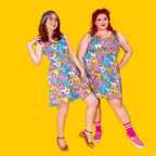 8-Bit A-Frames Fit & Flare Dress in Pretty Pastel by Blue Platypus Clothing