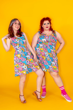 8-Bit A-Frames Fit & Flare Dress in Pretty Pastel by Blue Platypus Clothing