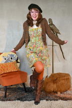 Mushrooms Fit & Flare Midi Dress in Olive by Blue Platypus Clothing